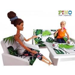 Piękny komplet z motywem liści palmy - zestaw dla lalek od PINO