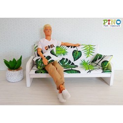 Duża 3 osobowa drewniana sofa z kolekcji LIŚCIE PALMY