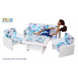 Piękny  komplet drewnianych mebelków  dla lalek - 10 elementów