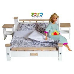 Sypialnia drewniana Barbie i Kena w stylu Glamour