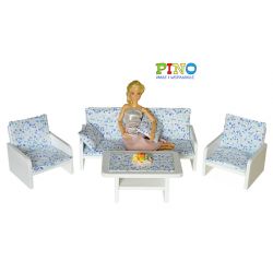 Piękny zestaw mebelków do salonu lalki Barbie