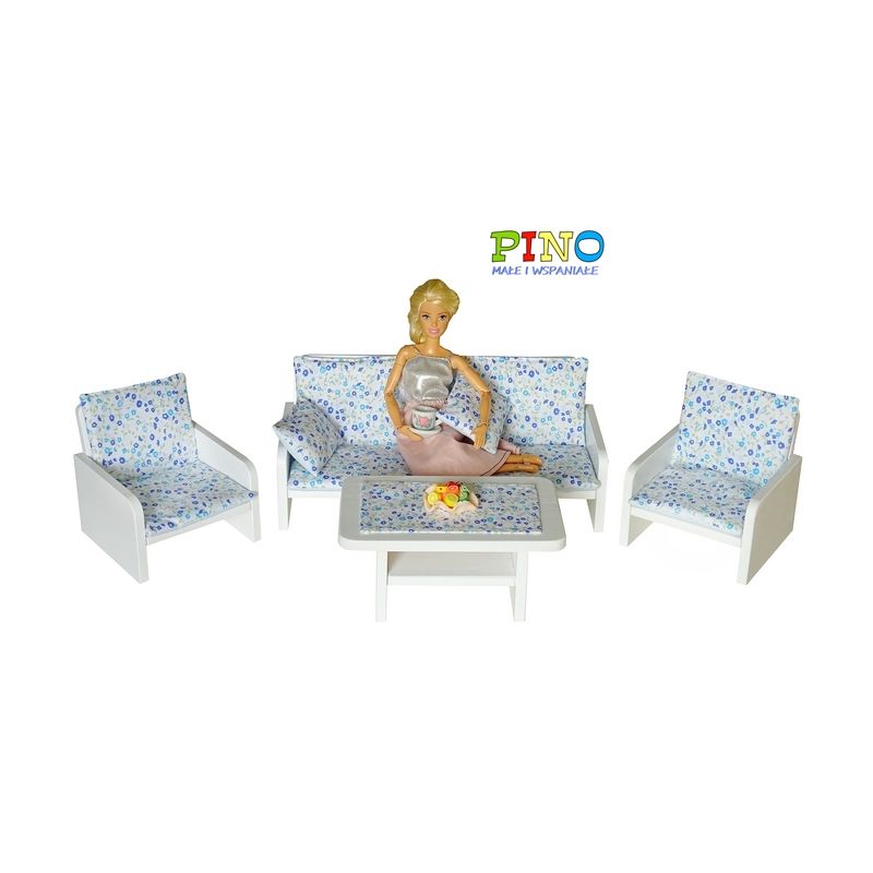 Piękny zestaw mebelków do salonu lalki Barbie