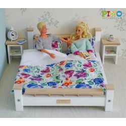 Piękna sypialnia dla Barbie i Kena z szafkami nocnymi od PINO