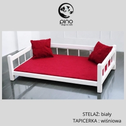 Łóżko drewniane szare + zdejmowany pokrowiec+ komplet poduszek