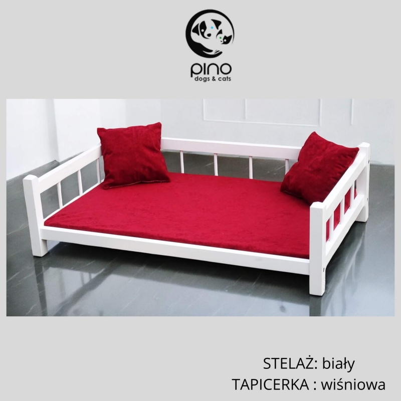 Łóżko drewniane szare + zdejmowany pokrowiec+ komplet poduszek