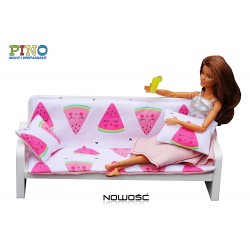 Wygodna sofa 3 osobowa dla lalek z 2 poduszkami