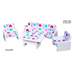 Piękny  komplet drewnianych mebelków  dla lalek - 10 elementów