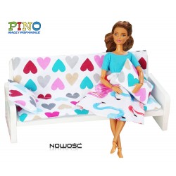 Wygodna sofa 3 osobowa dla lalek z 2 poduszkami