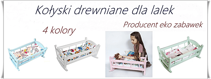 Miętowa kołyska drewniana dla lalki od PINO